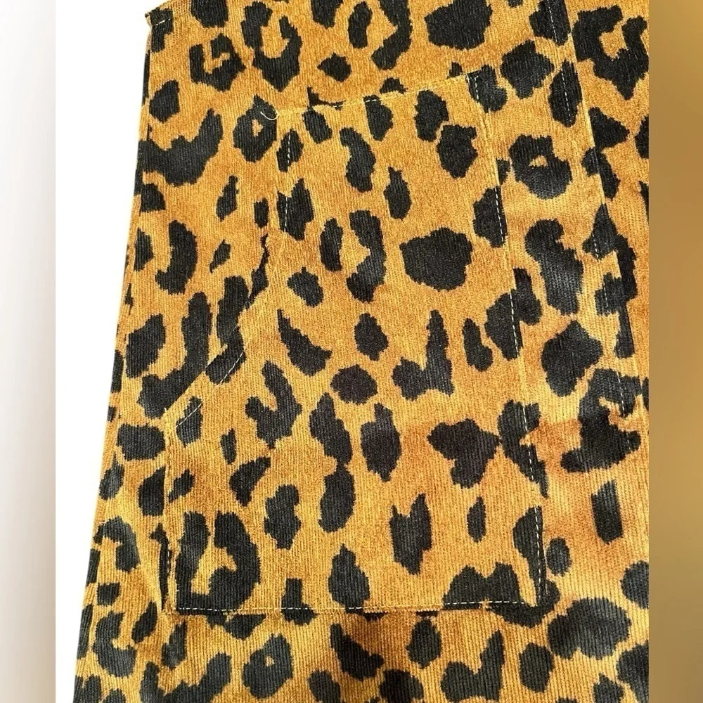 Hayden Girls Corduroy Leopard Overall Dress Size L (age 11/12)